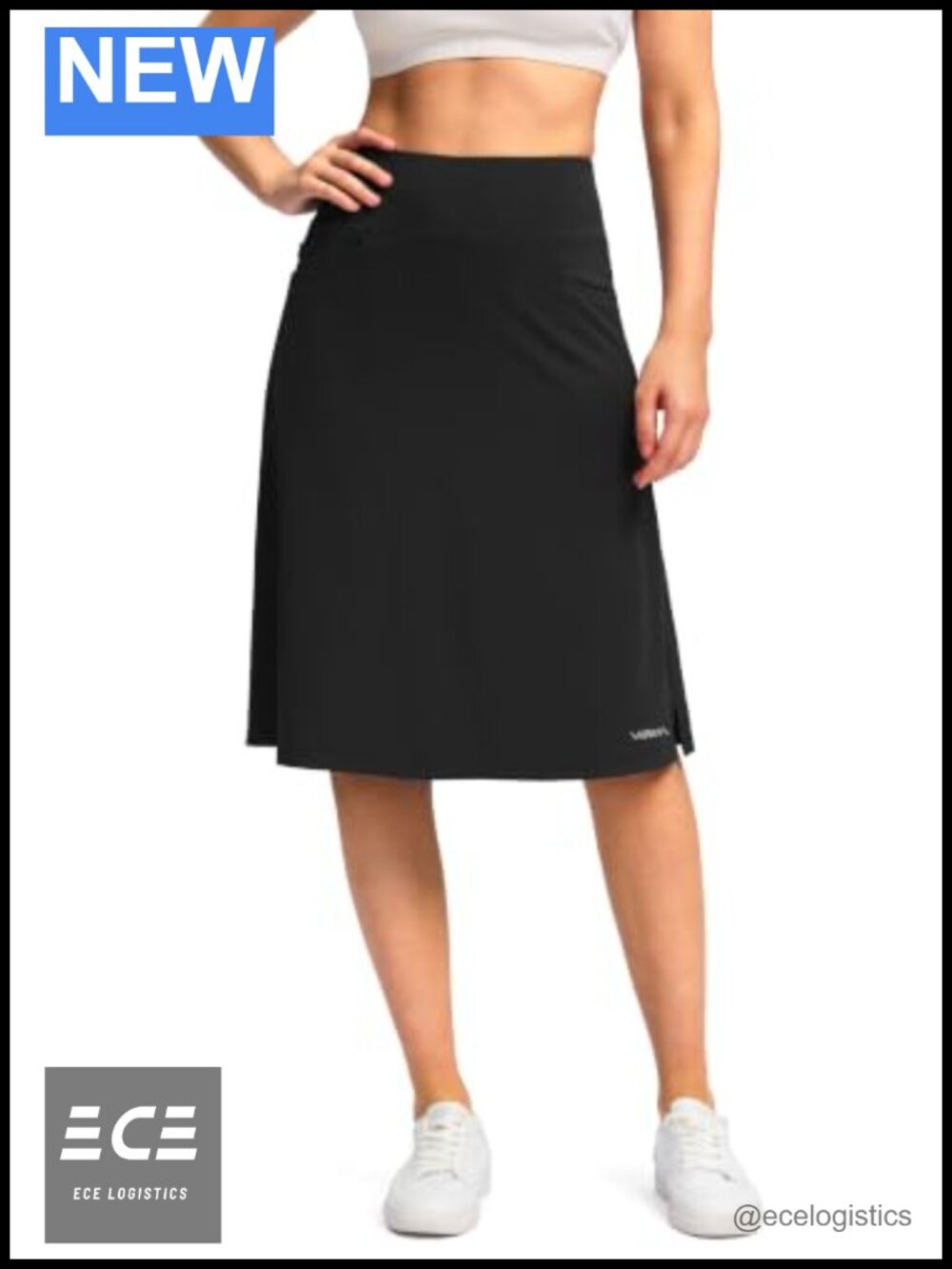 Knee Length Skort High Waist Built in Shorts Zipper Pockets Golf